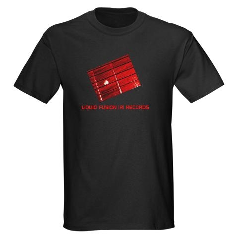 Liquid Fusion Black T-Shirt with Red Guitar